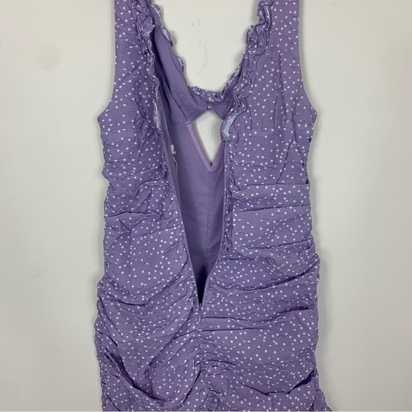 NWT For Love & Lemons Chelsea Purple White Polka Dot Mini Dress Size Small - Picture 8 of 13